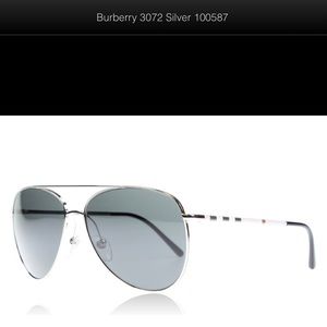 Burberry 3072 1005/87 Silver Aviator Sunglasses